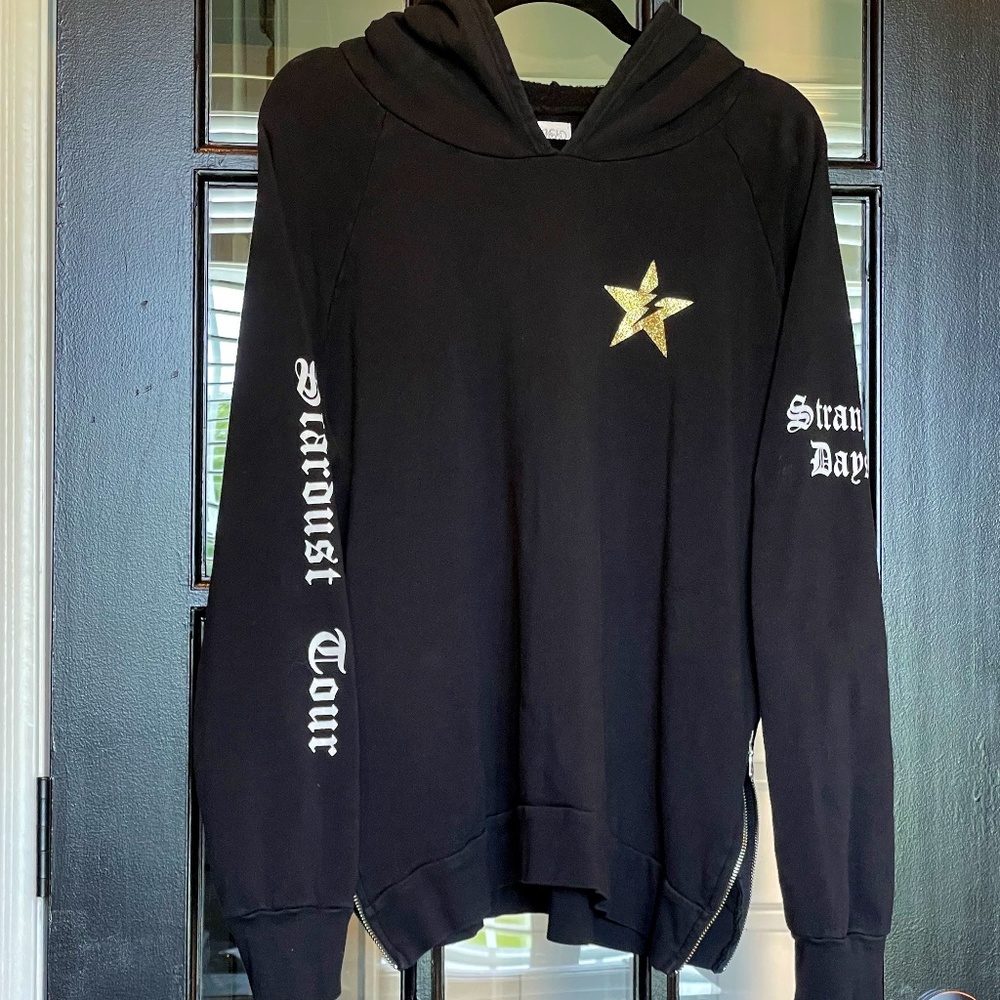 Lauren Moshi XL Black Hoodie with Zippers Strange Days Stardust Tour Sweatshirt